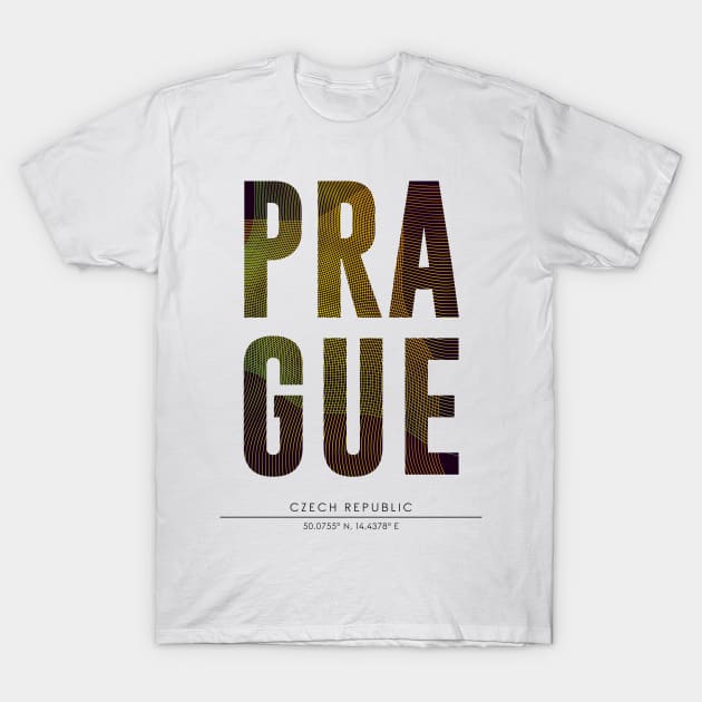 Prague city typography T-Shirt by StudioGrafiikka